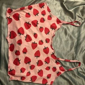 SHEIN Pink Top with Red Strawberry Design